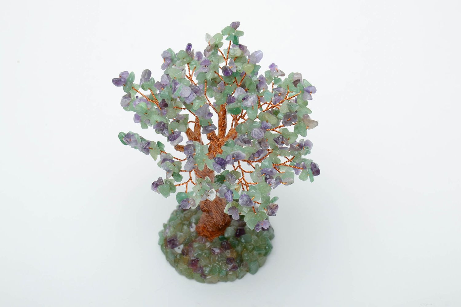 Декоративное дерево бонсай с натуральным камнями аметистом нефритом фото 3