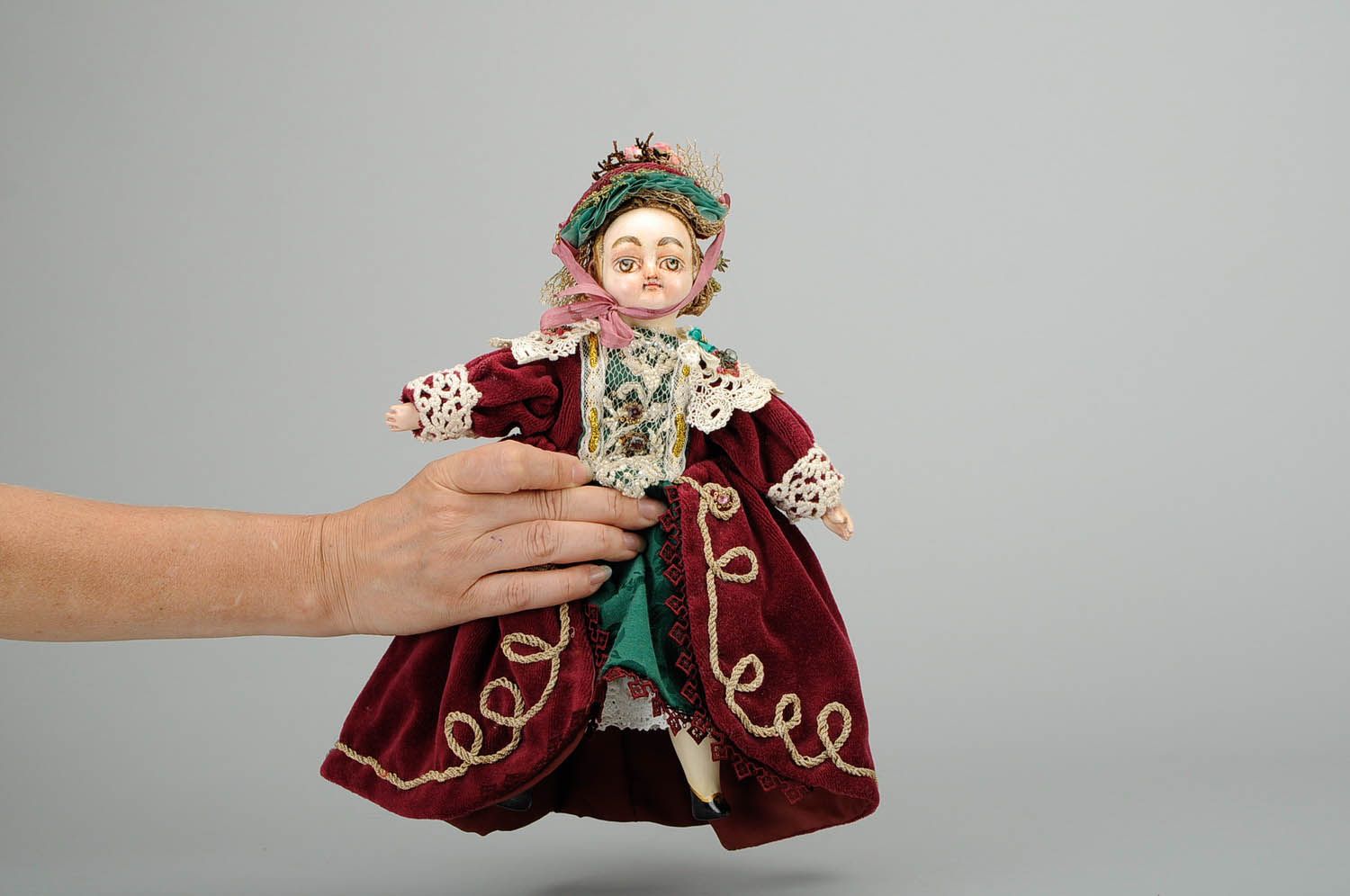 Author's doll Ruby in wooden box photo 2
