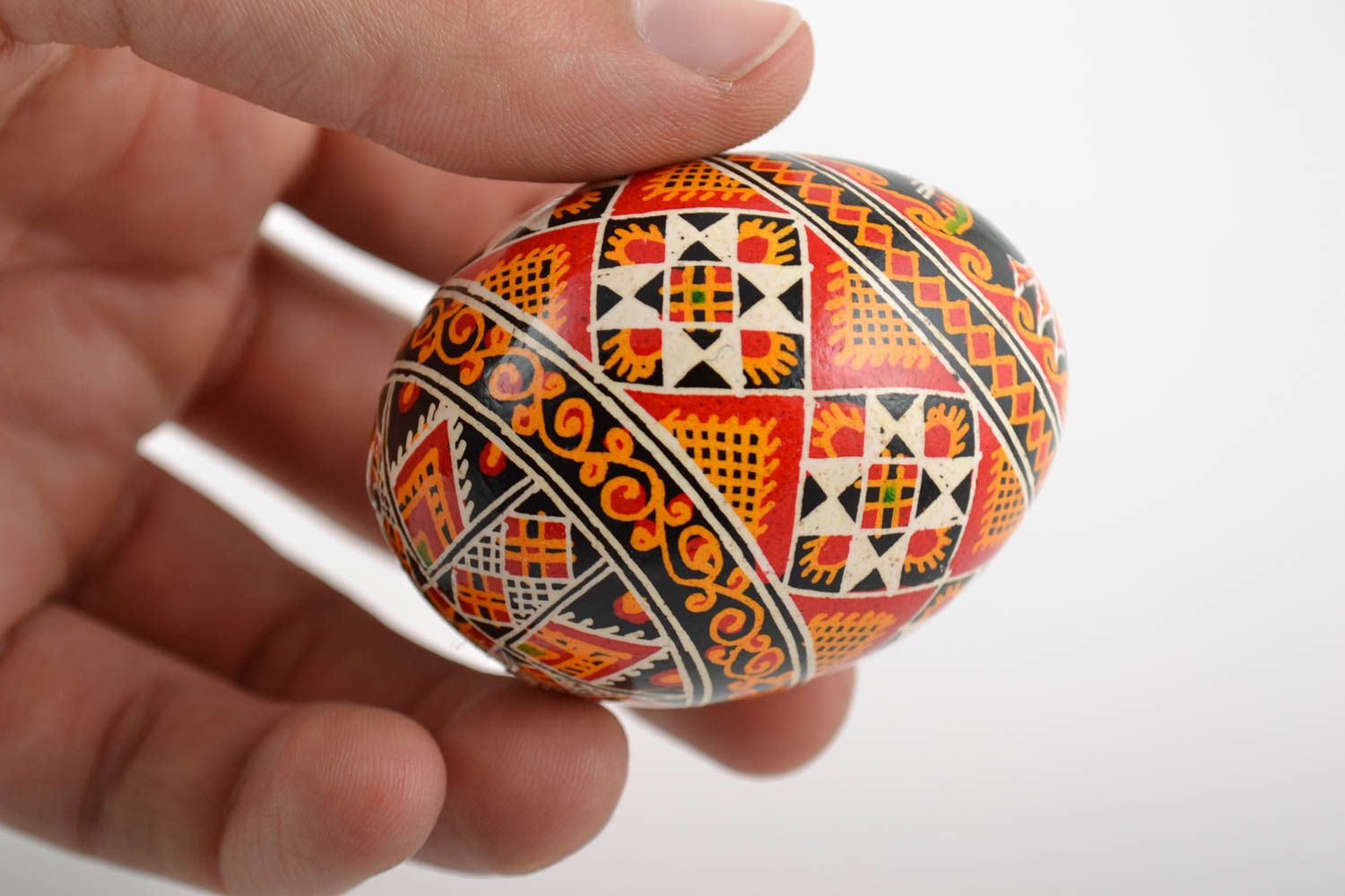 Oeuf de Pâques décoratif fait main avec ornement peint souvenir original photo 2