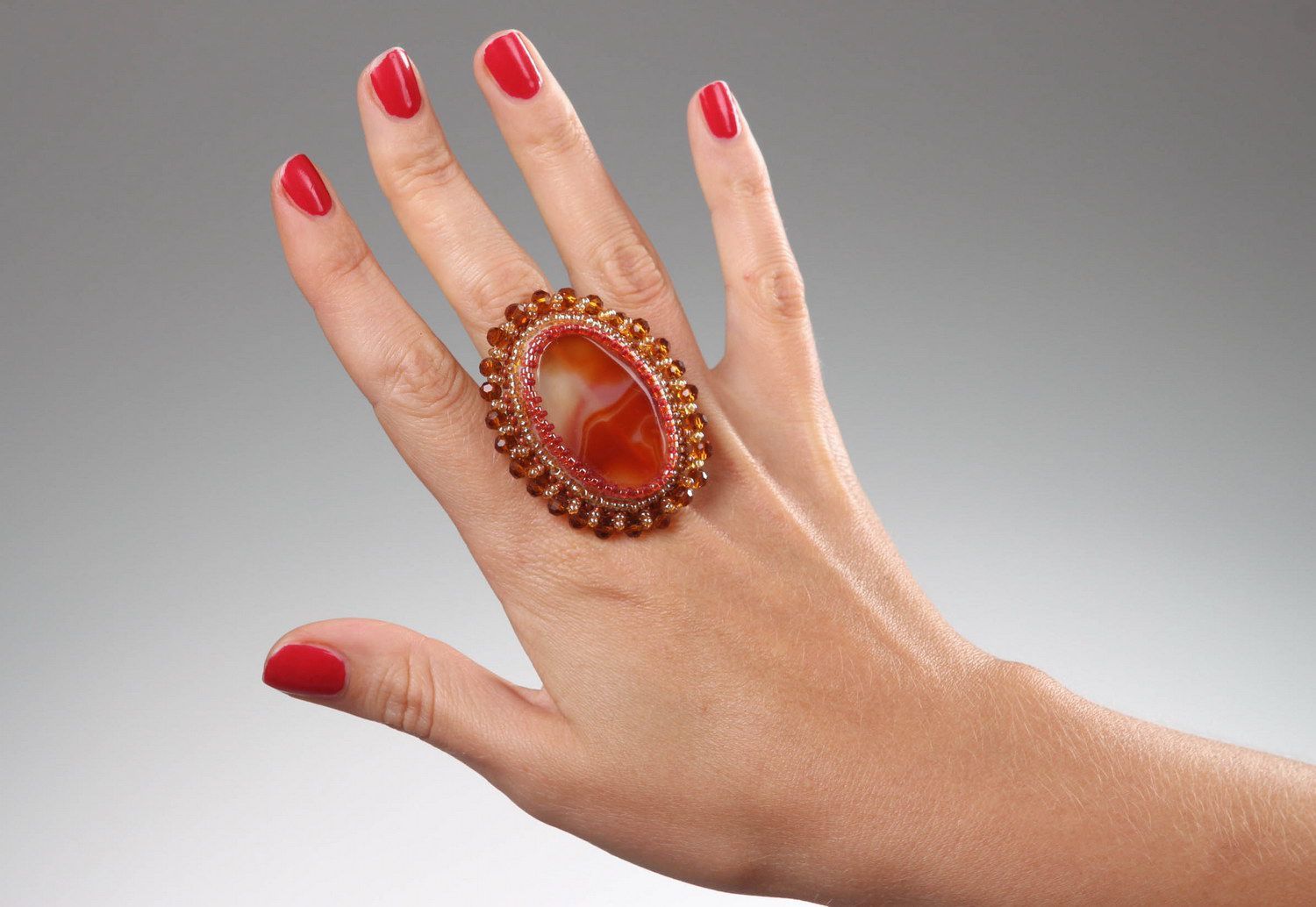 Handmade ring with carnelian photo 5