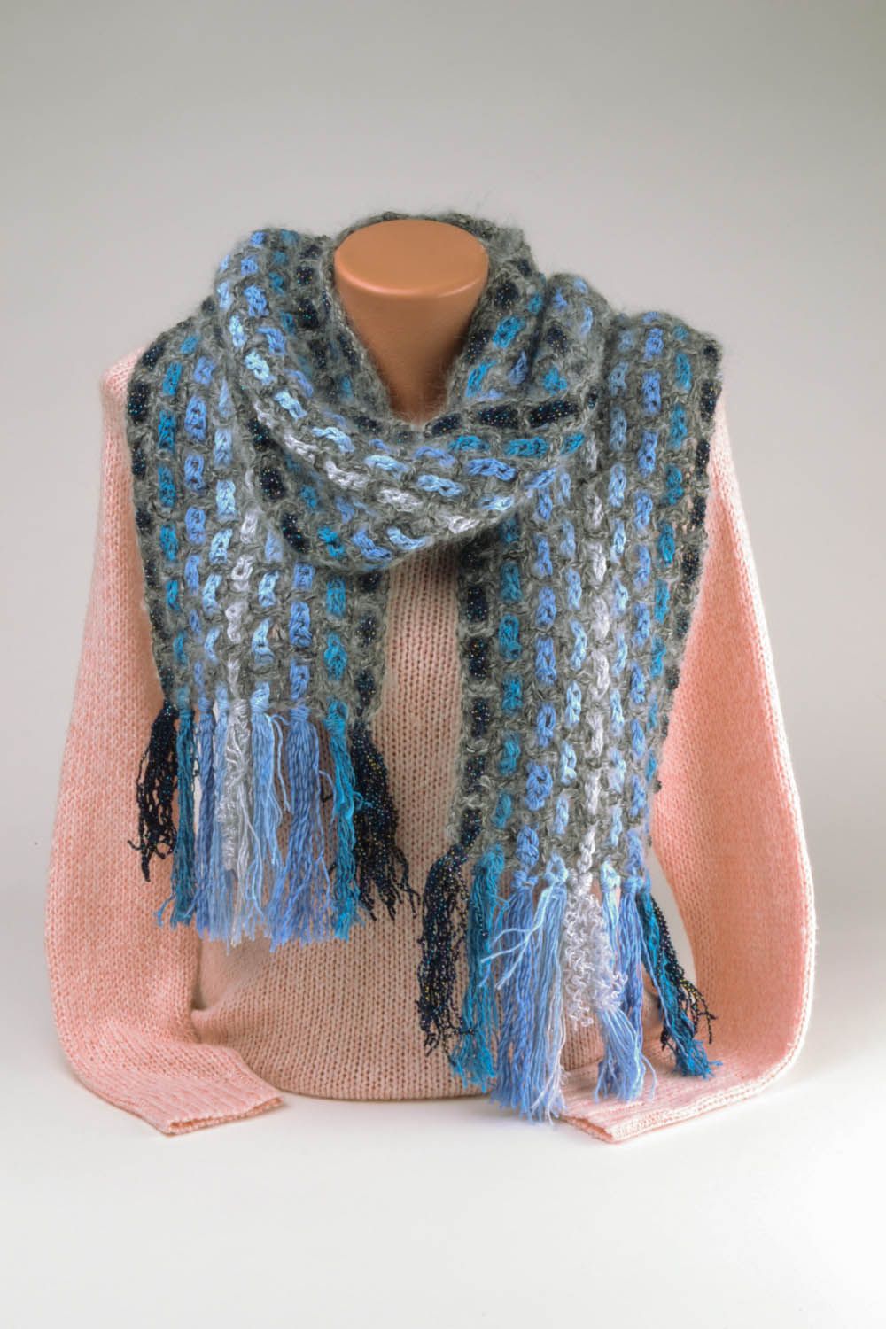 Зимний вязаный шарф фото 2