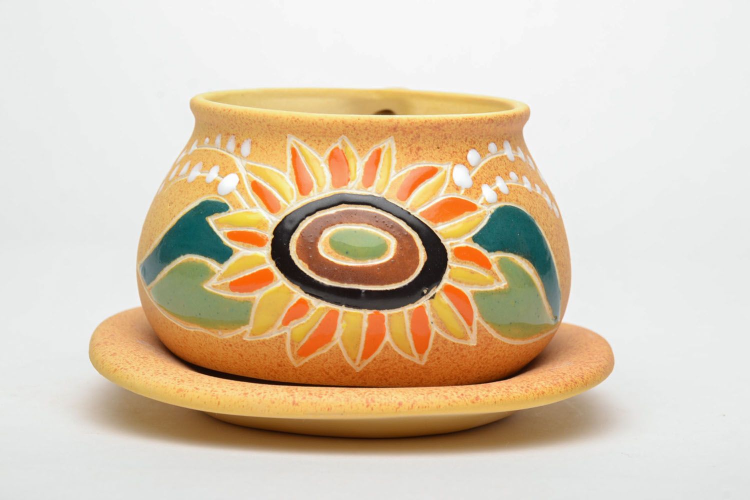 Sunflower pattern clay art coffee cup 0,9 lb photo 2