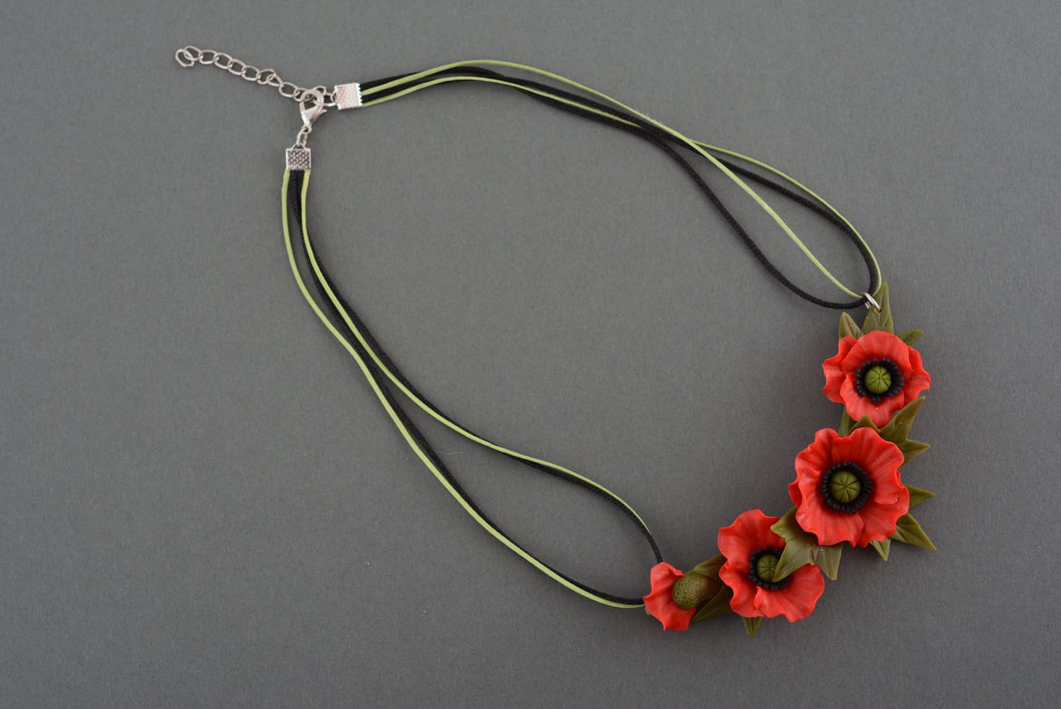 Necklace with flowers Poppy Field photo 2
