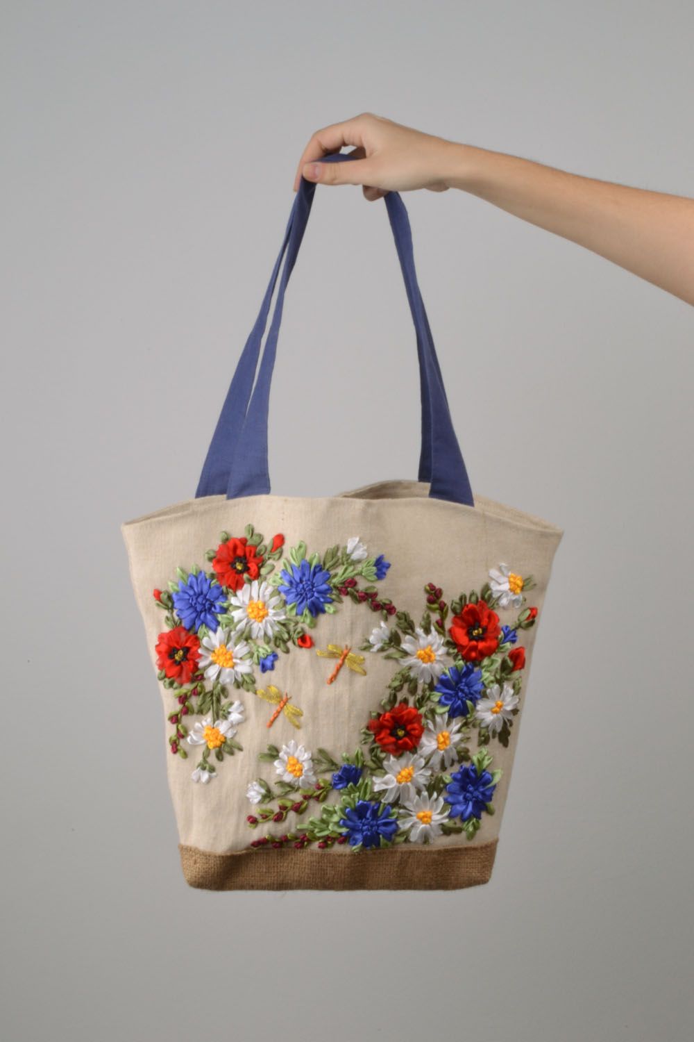 Grand sac à main brodé de fleurs  photo 3