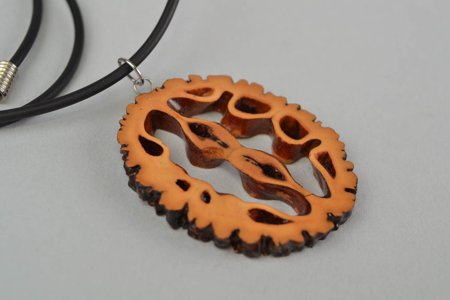Unusual handmade walnut pendant fashion accessories designer jewelry for girls photo 2