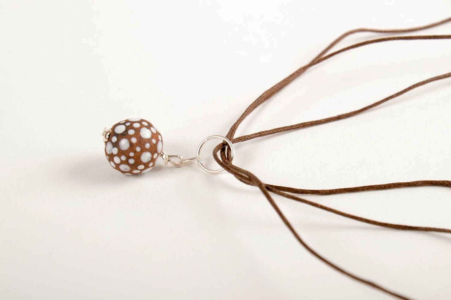 Stylish pendant on lace ceramic handmade pendant female accessory gift photo 4
