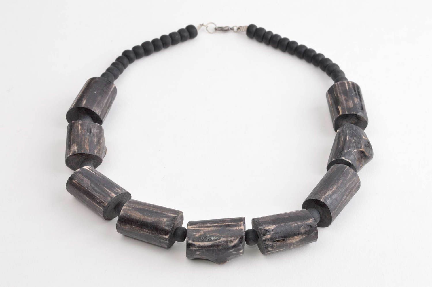 Wooden beaded necklace handmade accessories black wooden bead necklace  photo 2