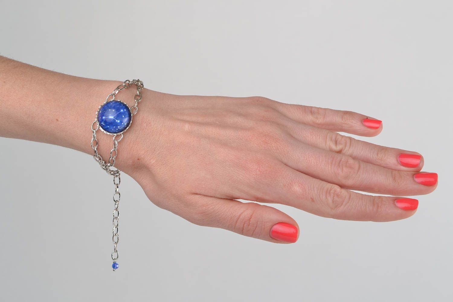 Beautiful designer handmade metal zodiac bracelet with glass Cancer photo 1