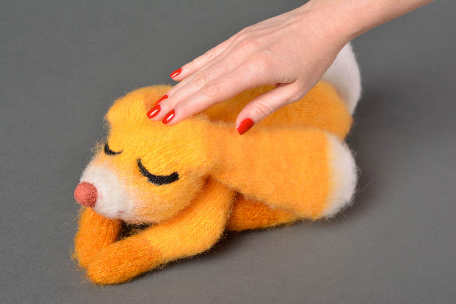 Handmade Strick Kuscheltier Spielzeug Hase Geschenkidee für Kinder orange foto 4