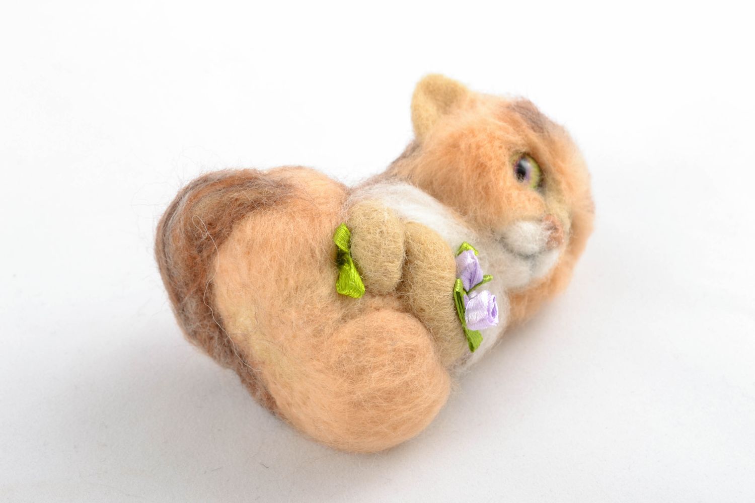 Handmade toy felted of wool Cat photo 4
