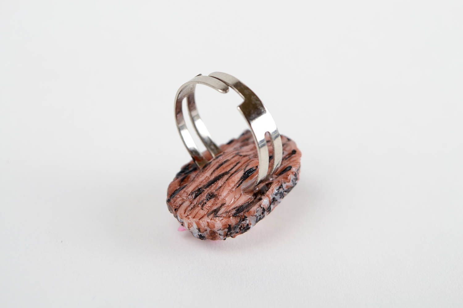 Кольцо ручной работы ежик кольцо для девушек украшение из полимерной глины фото 5