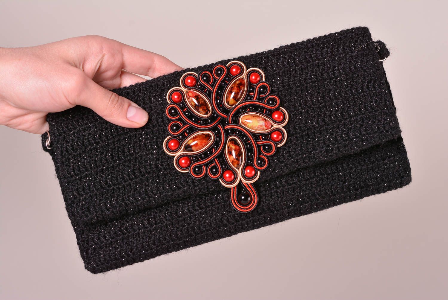 Clutch Tasche handmade Accessoire für Frauen Geschenk für Frauen schwarz  foto 2