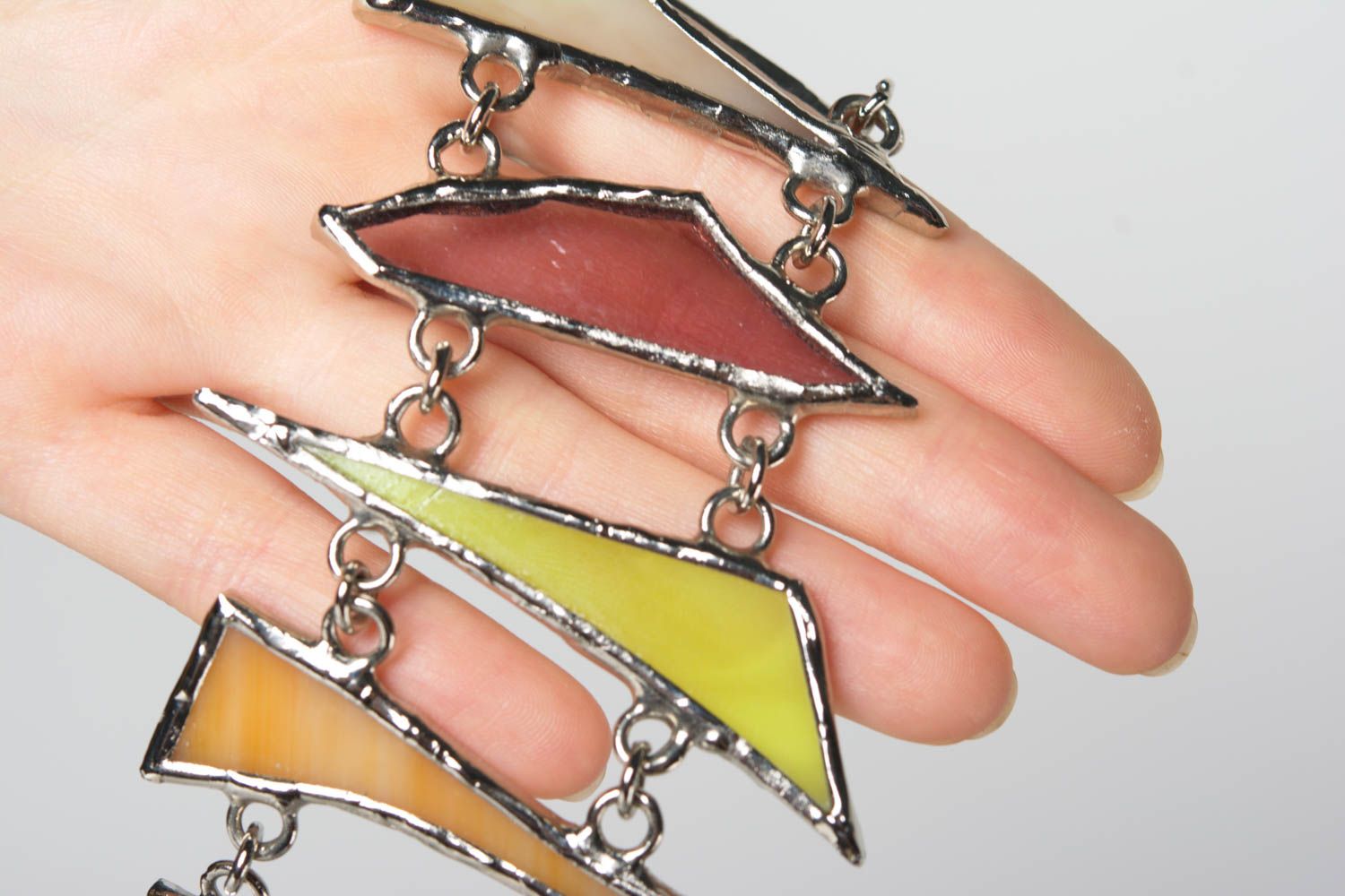 Handmade colorful glass and metal wrist bracelet designer for women photo 6