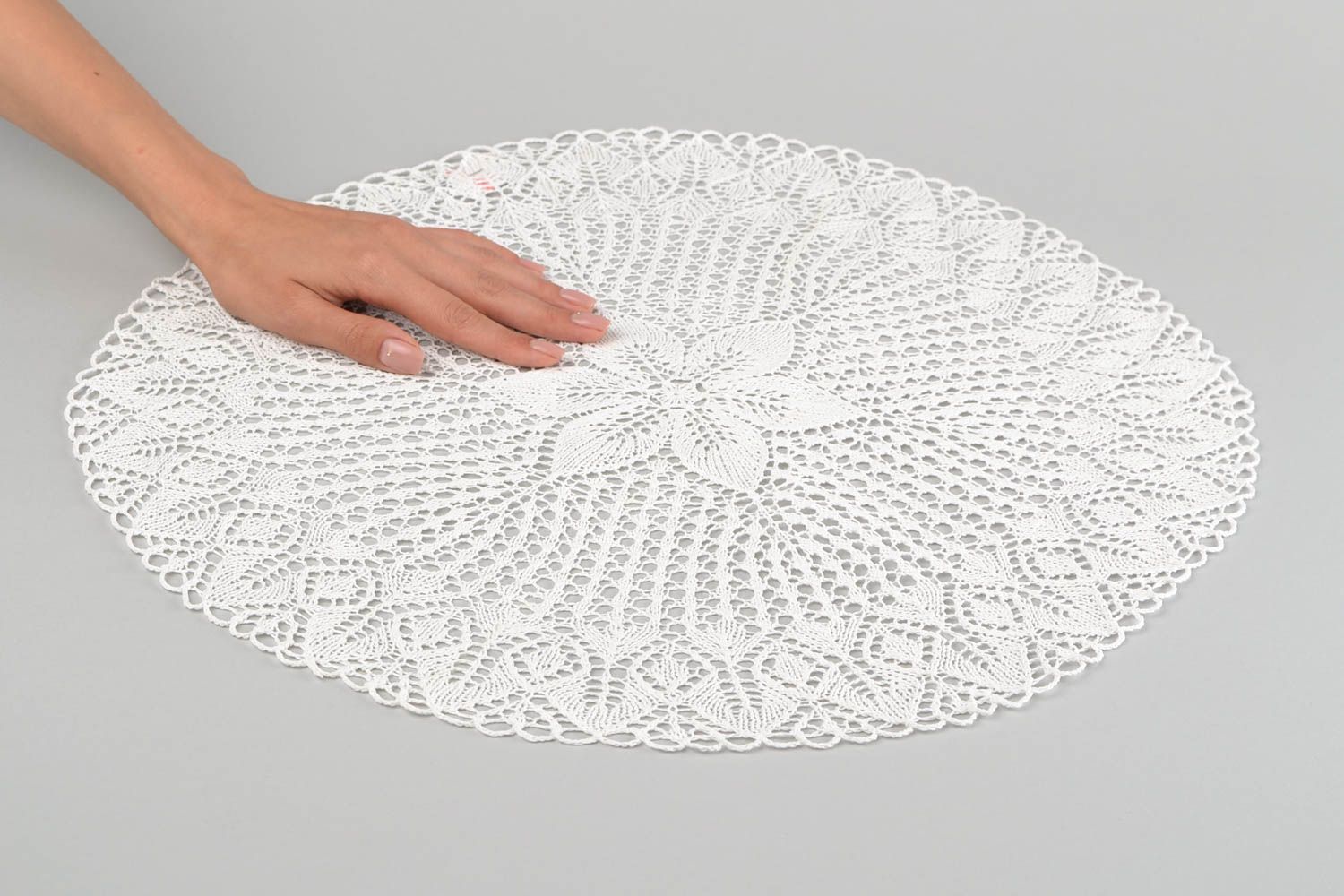 Openwork knitted tablecloth handmade table napkin vintage style interior decor photo 2