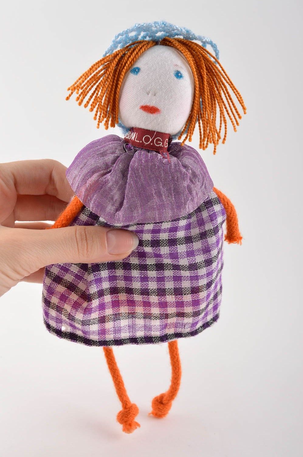 Кукла ручной работы кукла из ткани мягкая кукла в сиреневом наряде красивая фото 5