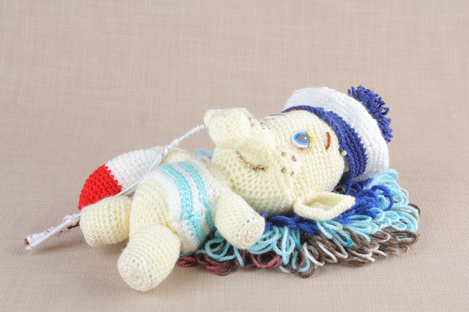 Soft knitted toy Elephant Fisher photo 2