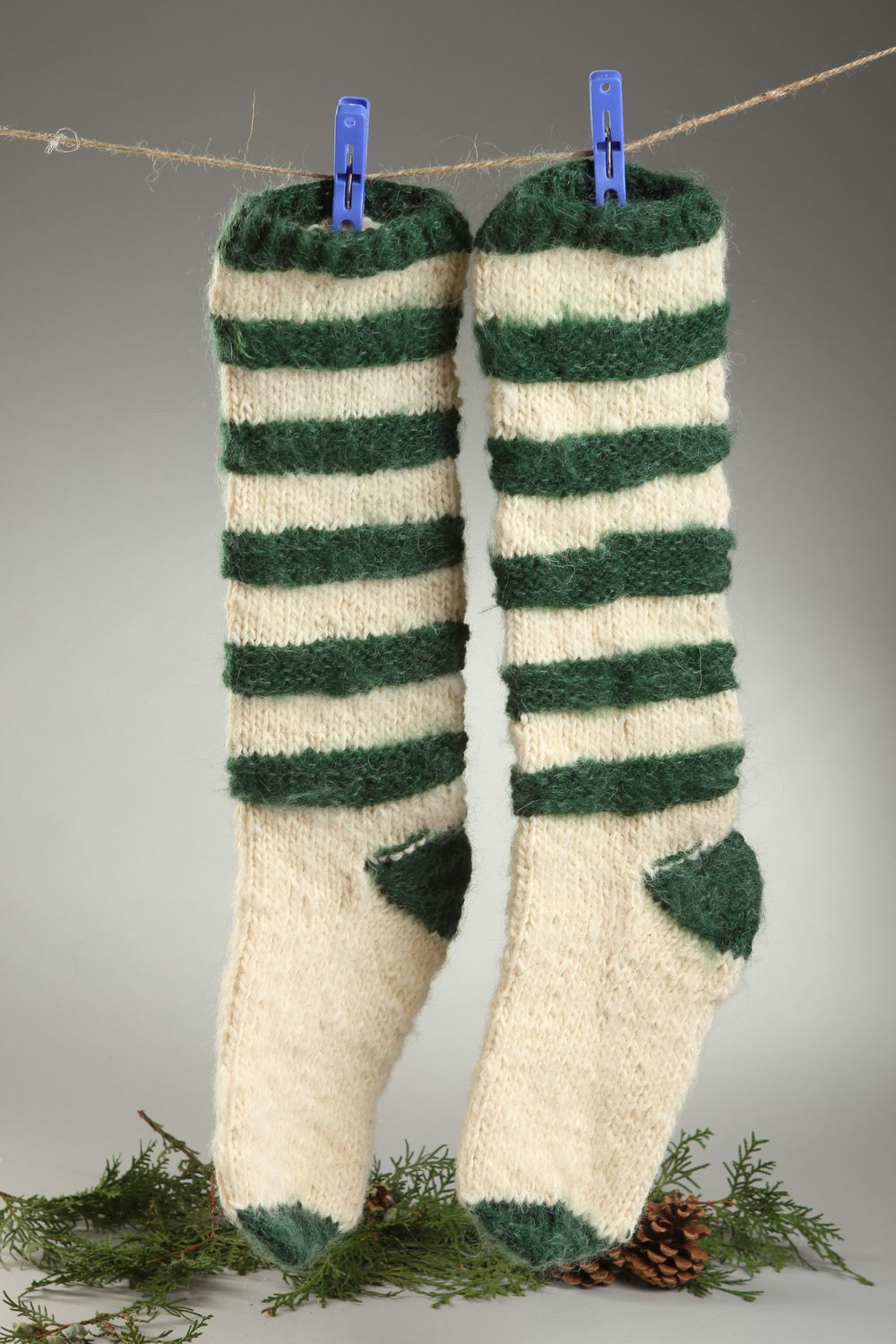 Calcetines tejidos de lana largos accesorio de mujer artesanal regalo original  foto 1