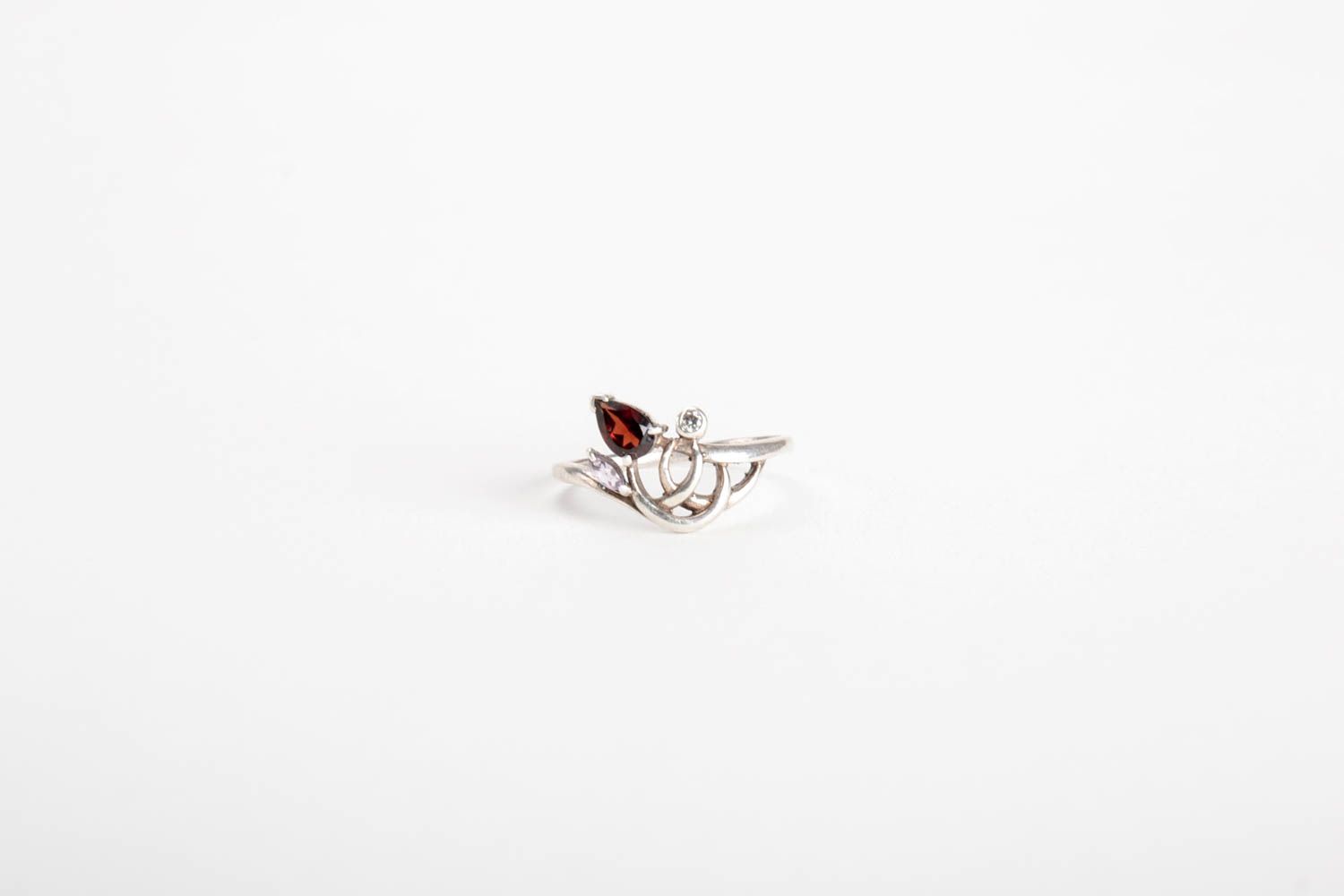 Серебряное кольцо ручной работы женское кольцо с камнями серебряное украшение фото 5