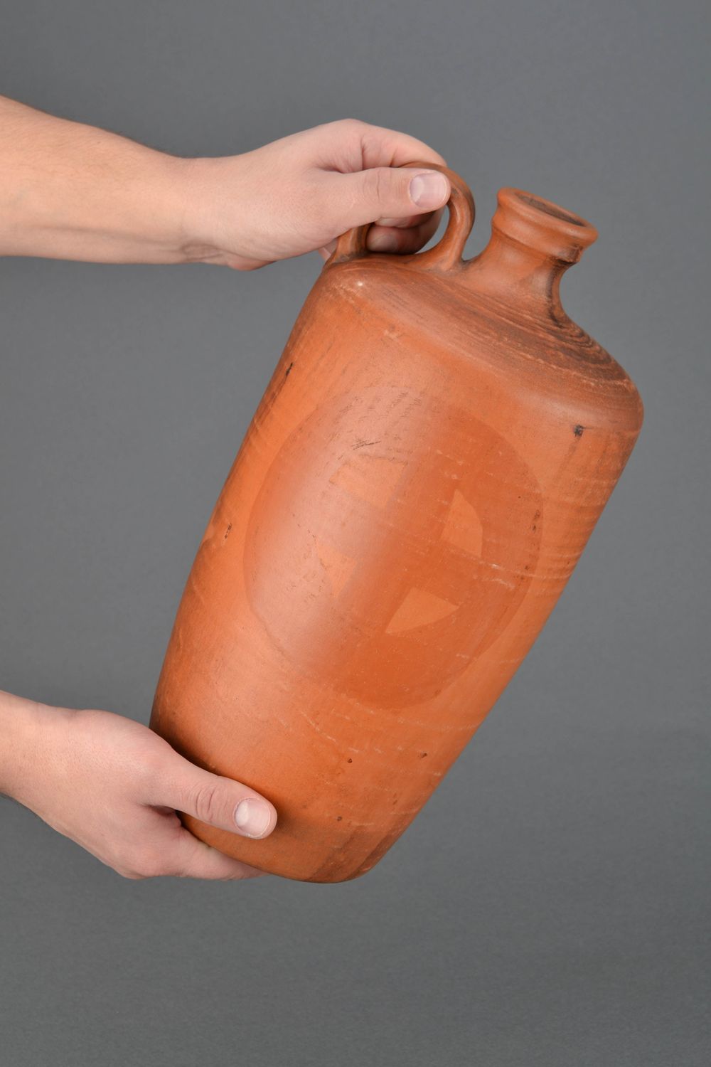Extra-large 14 inches 150 oz terracotta bottle shape wine or water carafe 6 lb photo 2