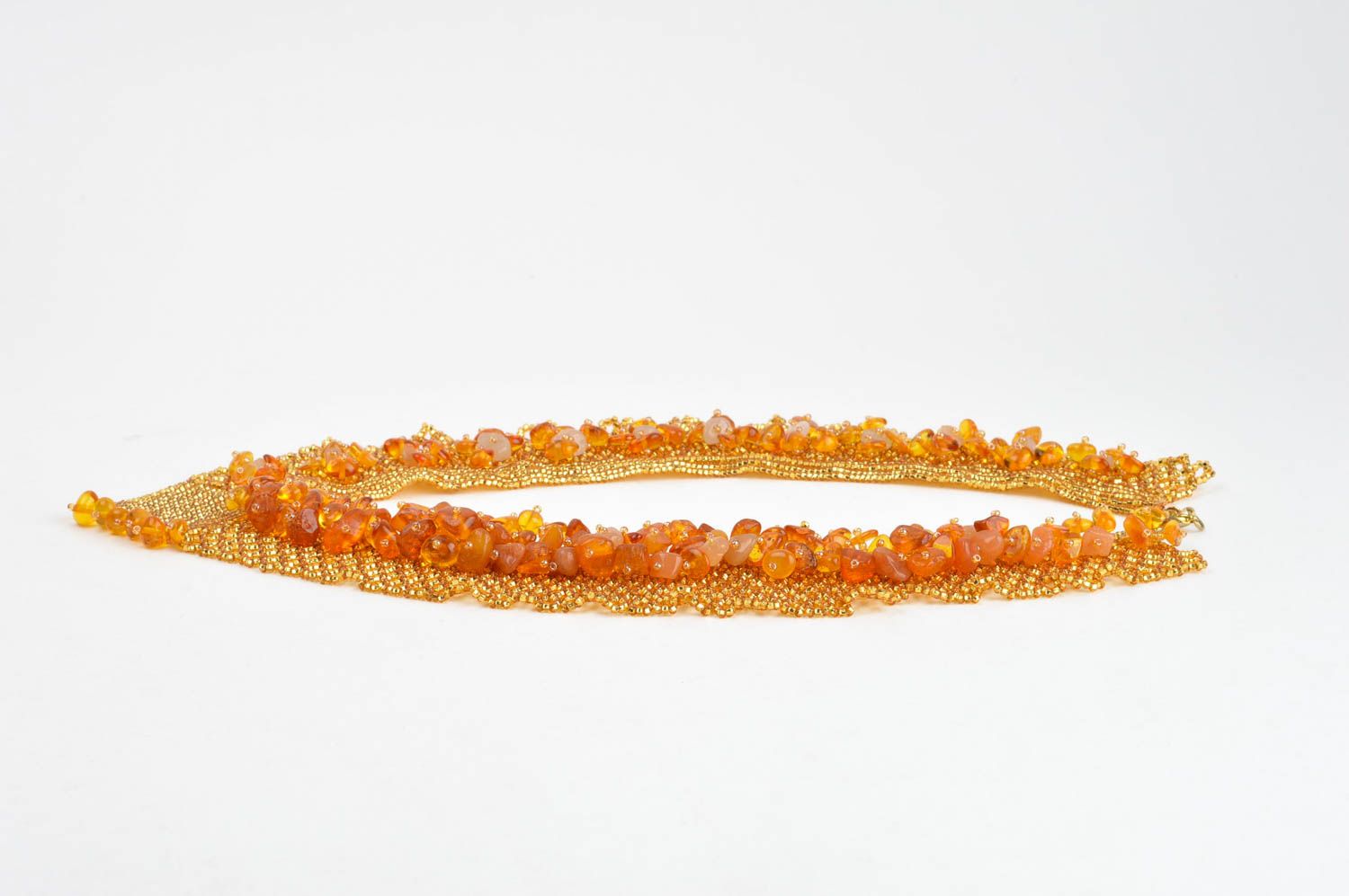 Collar para mujeres naranja bisutería hecha a mano de abalorios regalo original foto 2