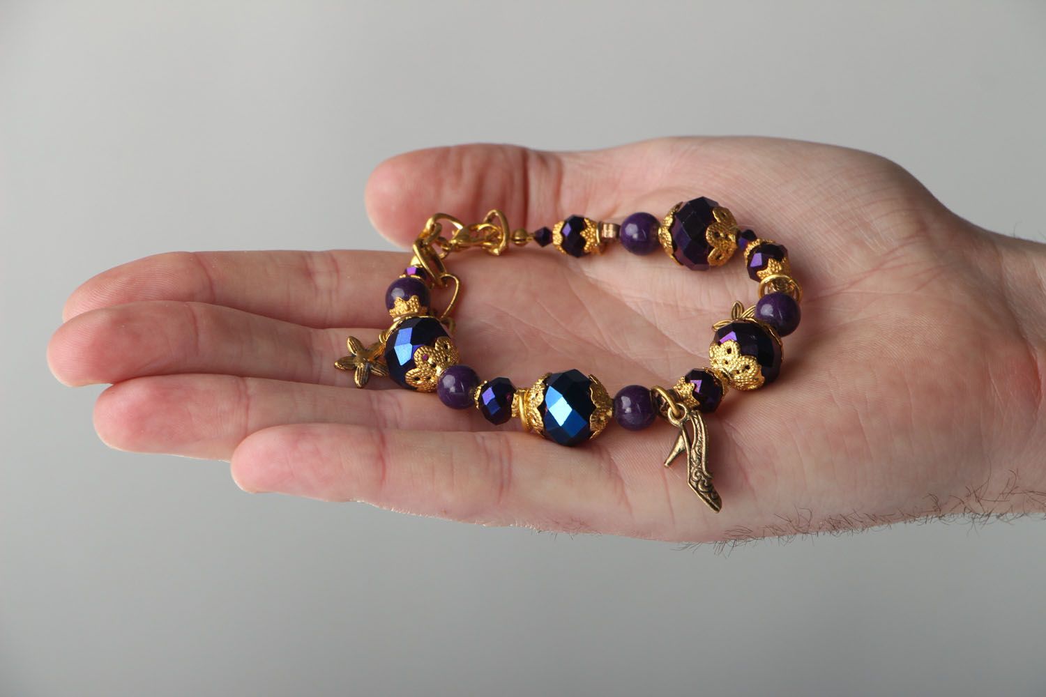 Wrist bracelet with agate and crystal photo 4