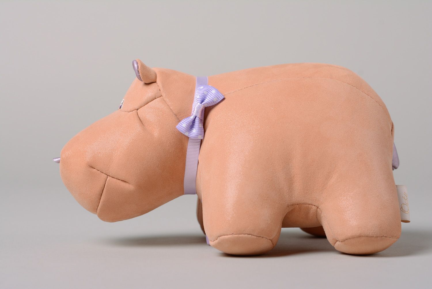 Handmade genuine leather soft toy with secret Hippo photo 5