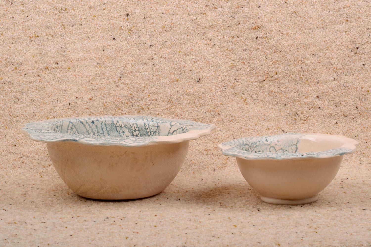 Set of 2 handmade ceramic bowls clay salad bowls designer dishware gift ideas photo 2