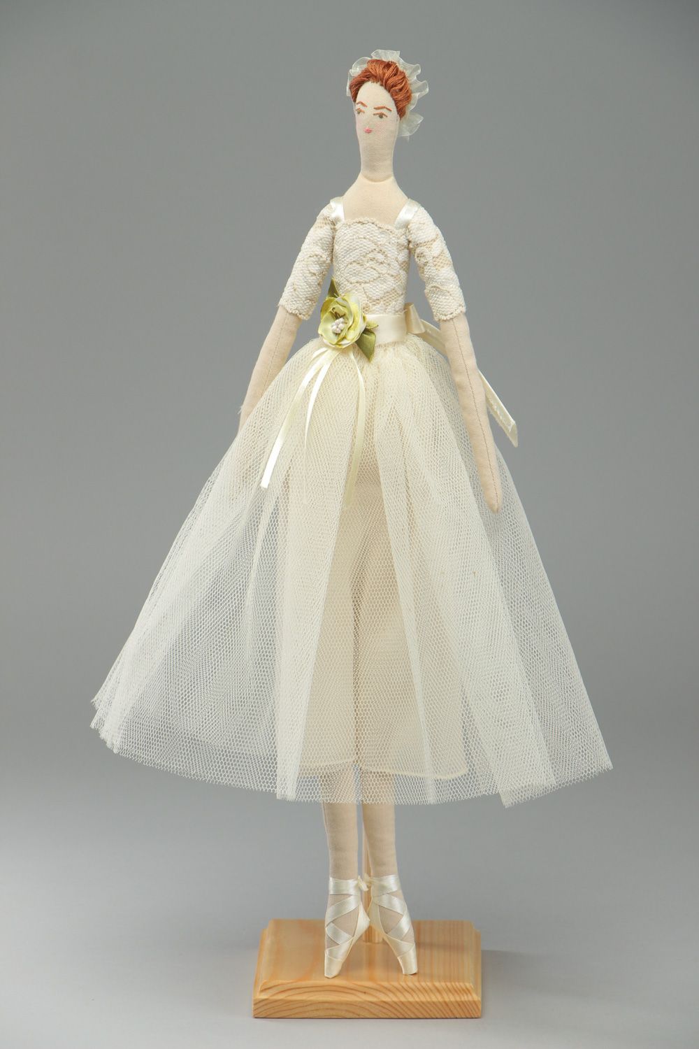 Handmade collectible decorative fabric doll Ballerina photo 1