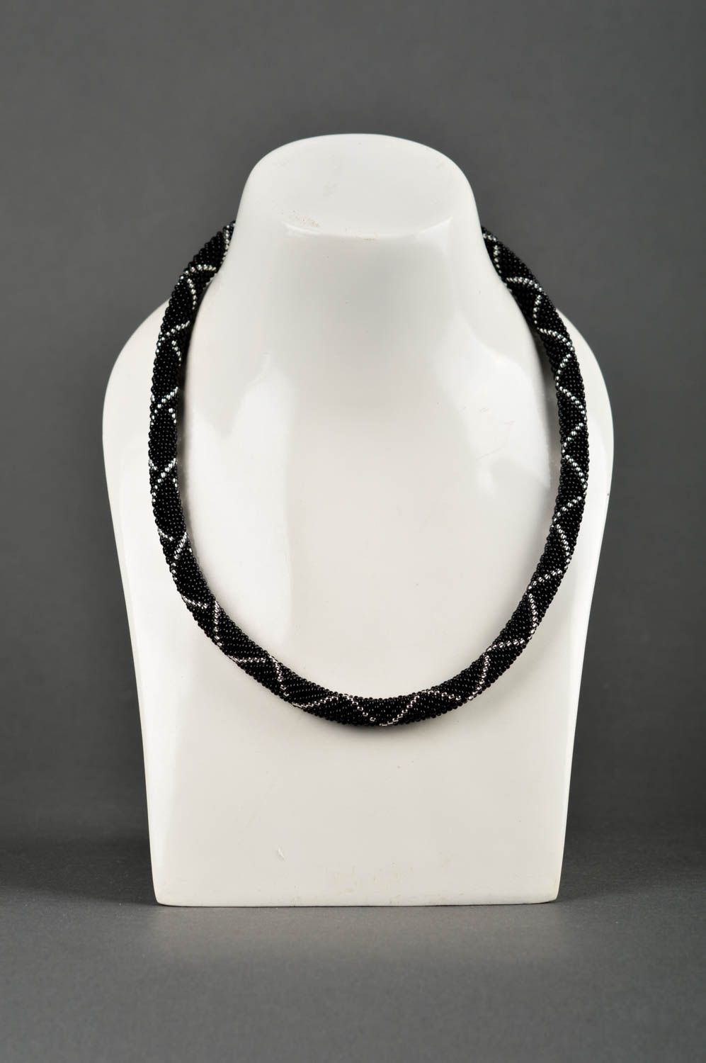 Handmade designer stylish necklace beaded cord necklace unusual jewelry photo 1