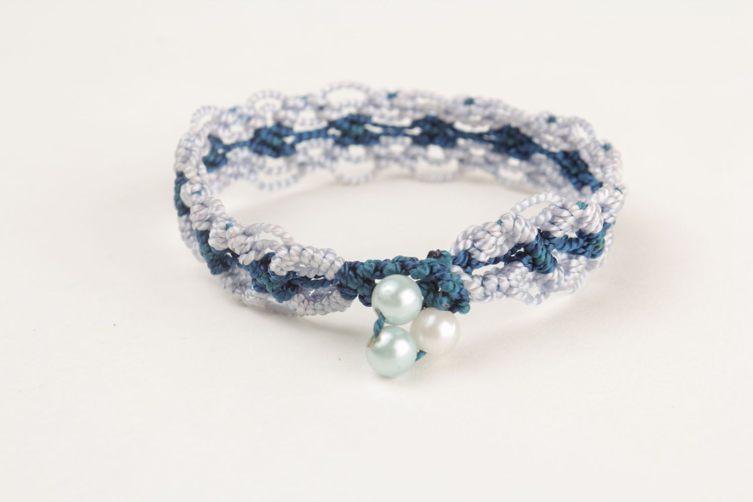 Textile bracelet in blue color palette photo 3