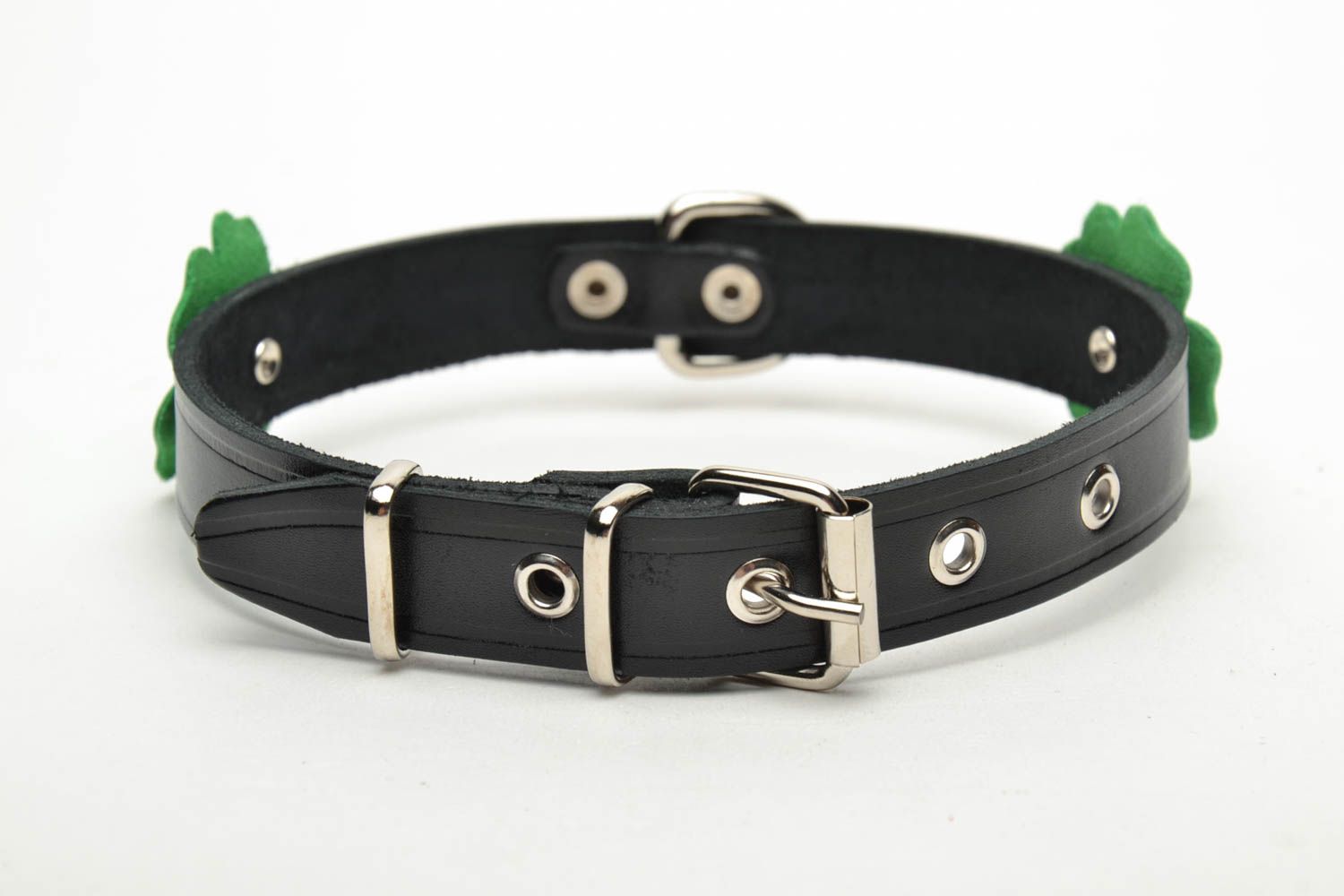 Schwarzes Lederhalsband für Hund foto 2