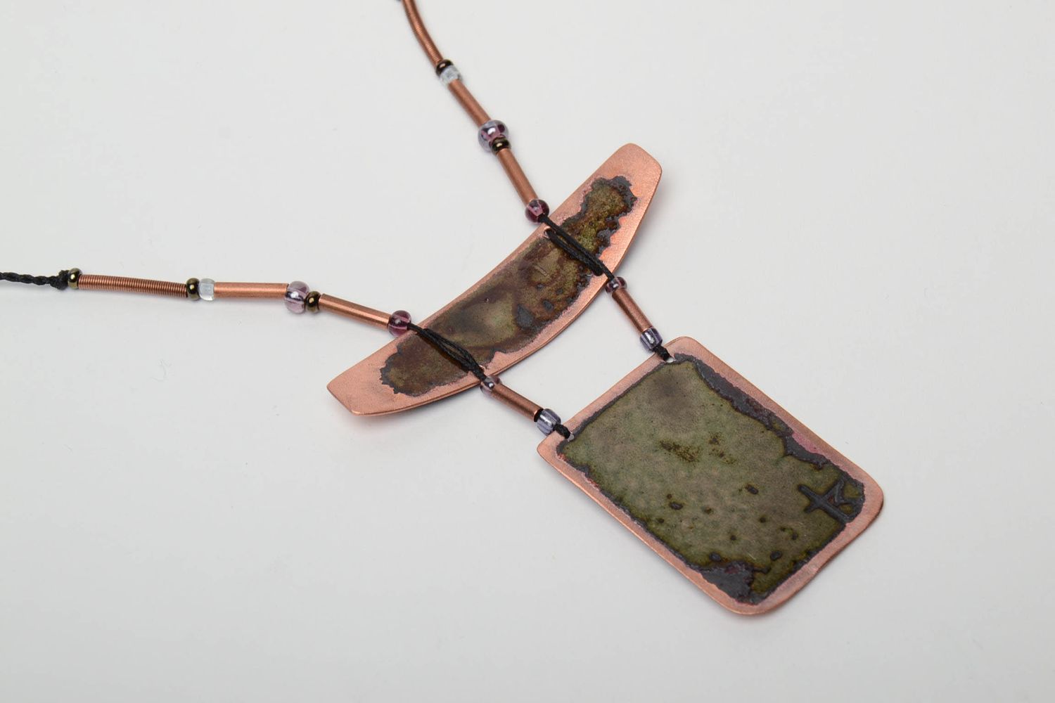 Handmade copper pendant painted with enamels photo 5