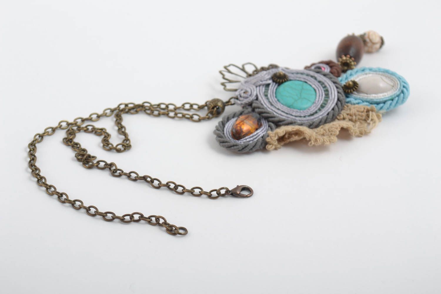 Handmade pendant soutache pendant designer pendant unusual gift for women photo 1