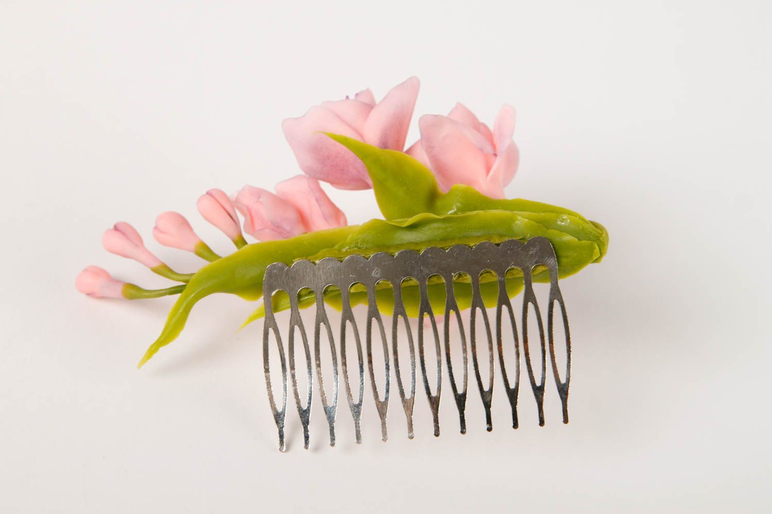 Peigne cheveux fait main Accessoire coiffure fleurs roses Cadeau femme photo 4