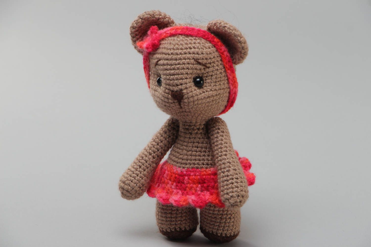 Handmade decorative soft crocheted toy cute bear girl present for children photo 2
