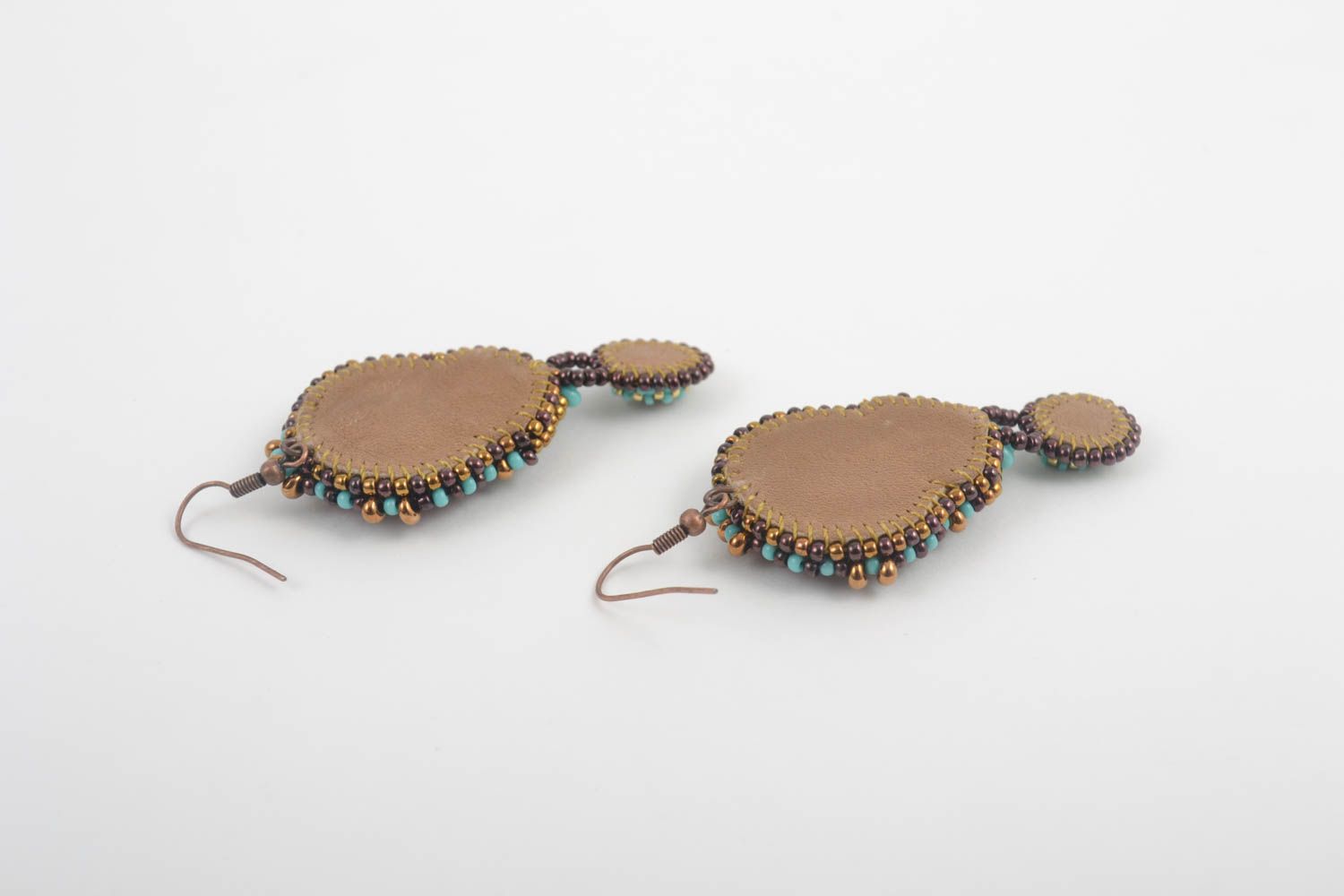 Серьги ручной работы серьги из бисера модные серьги с бусинами бирюзового цвета фото 4