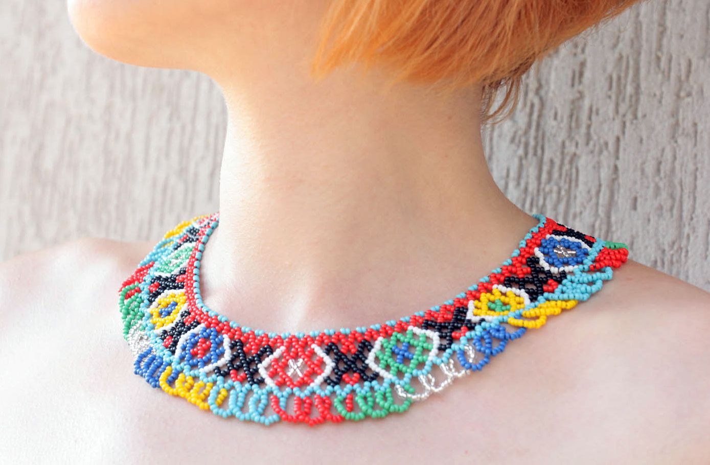 Ethnic beaded necklace photo 5