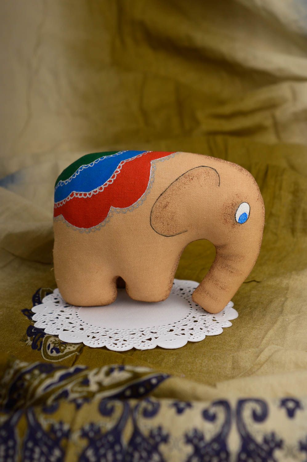 Elefante de peluche hecho a mano juguete original de tela regalo para niño foto 1