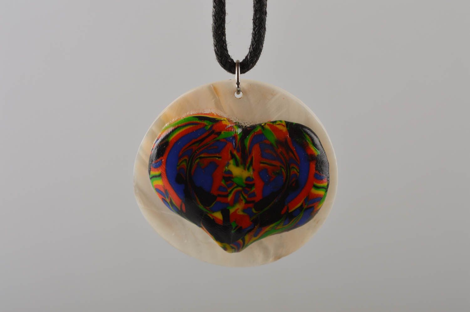 Кулон из полимерной глины украшение ручной работы подвеска из пластики Сердце фото 5