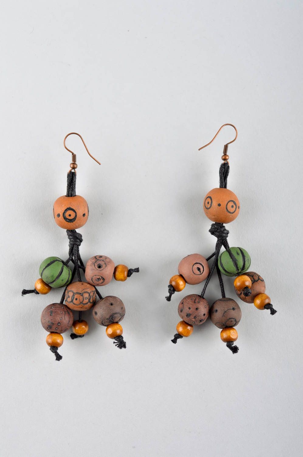 Unusual handmade plastic earrings beaded earrings polymer clay ideas gift ideas photo 3
