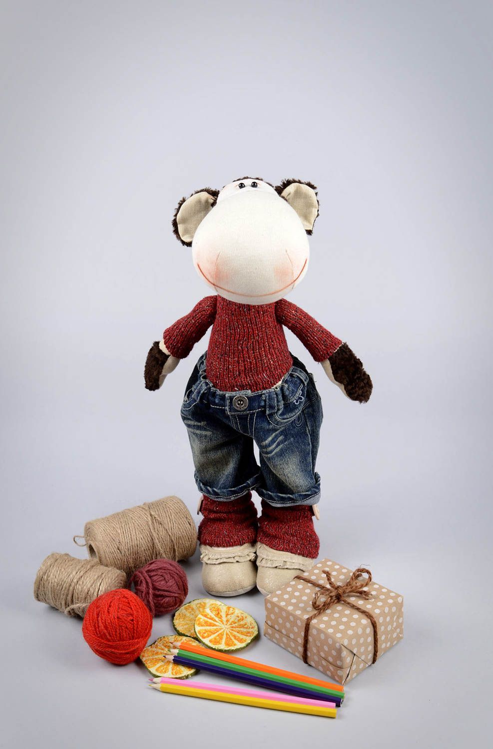 Affe Kleinkinder Spielzeug Geschenk für Kinder Haus Deko handmade Stoff Tier  foto 5