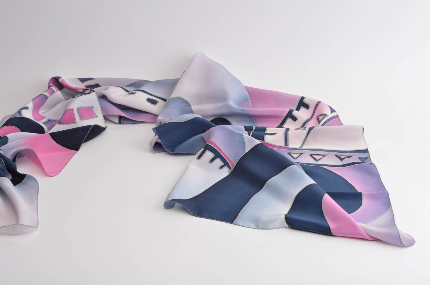Симпатичный платок ручной работы оригинальный подарок платок из шелка нежный фото 2