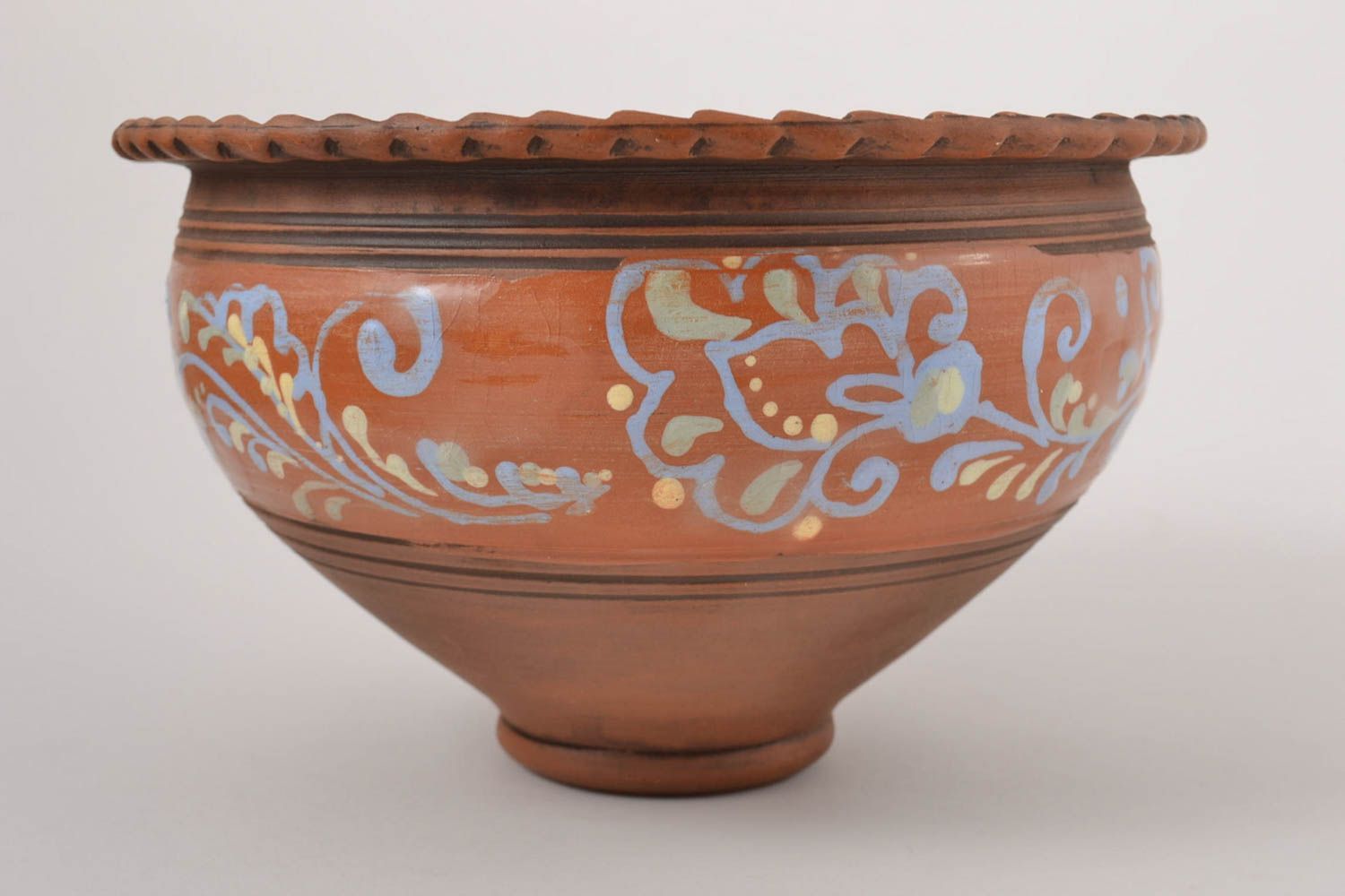 Керамическая миска ручной работы глиняная миска красивая глиняная посуда 2 л фото 4
