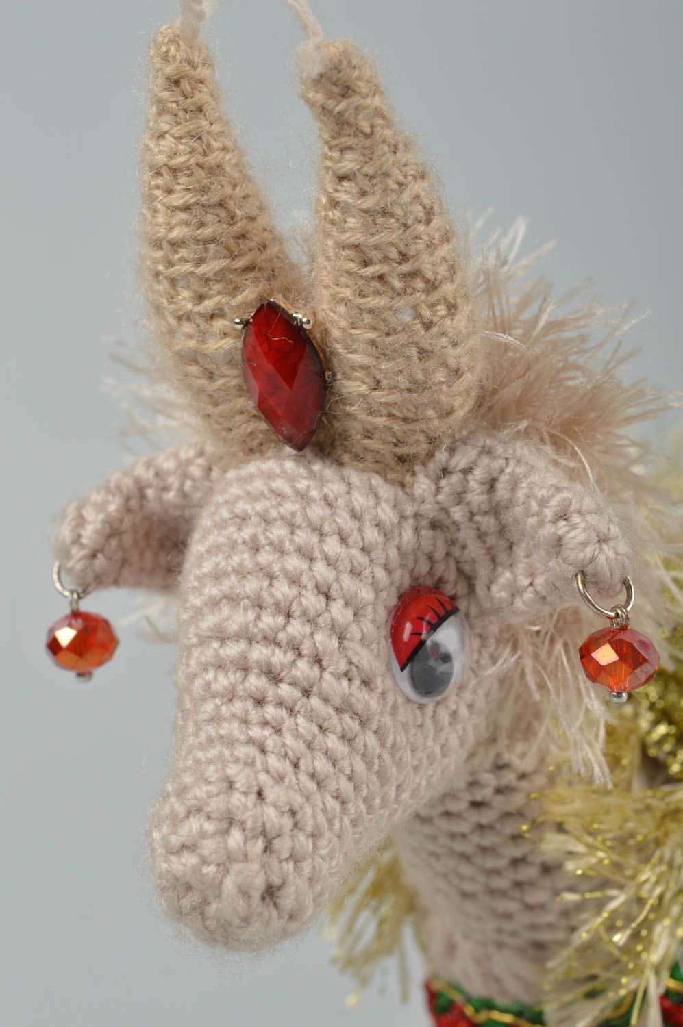 Jouet tricoté Peluche faite main chèvre mignonne en coton Cadeau enfant décor photo 5