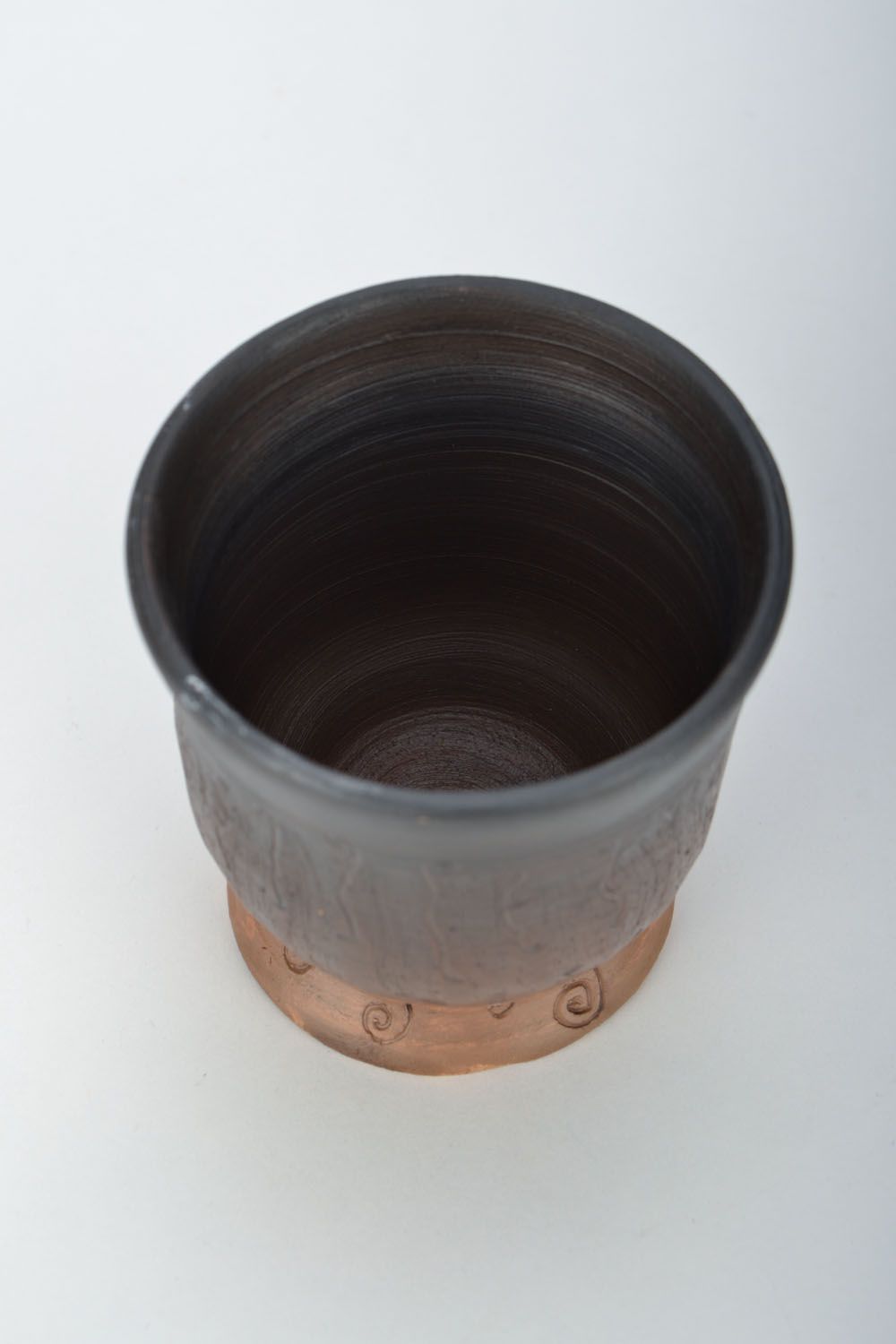 Clay drinking mug with no handle in dark brown color 0,34 lb photo 5