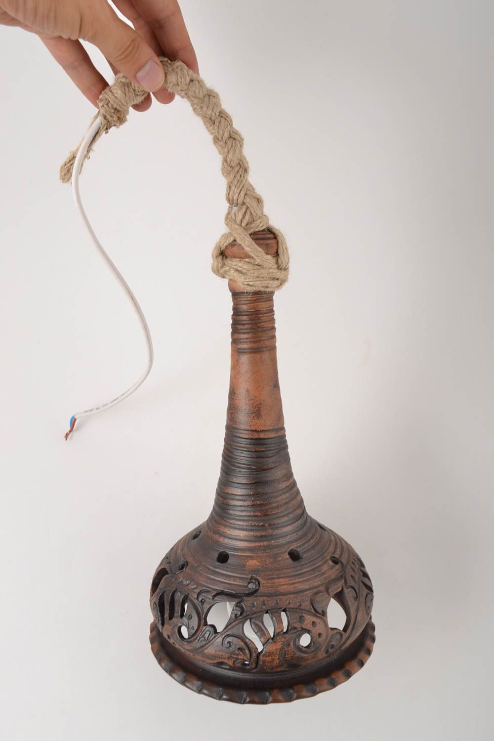 Handmade Lampe aus Ton Keramik Leuchte Lampe aus Keramik an Schnur originell foto 5