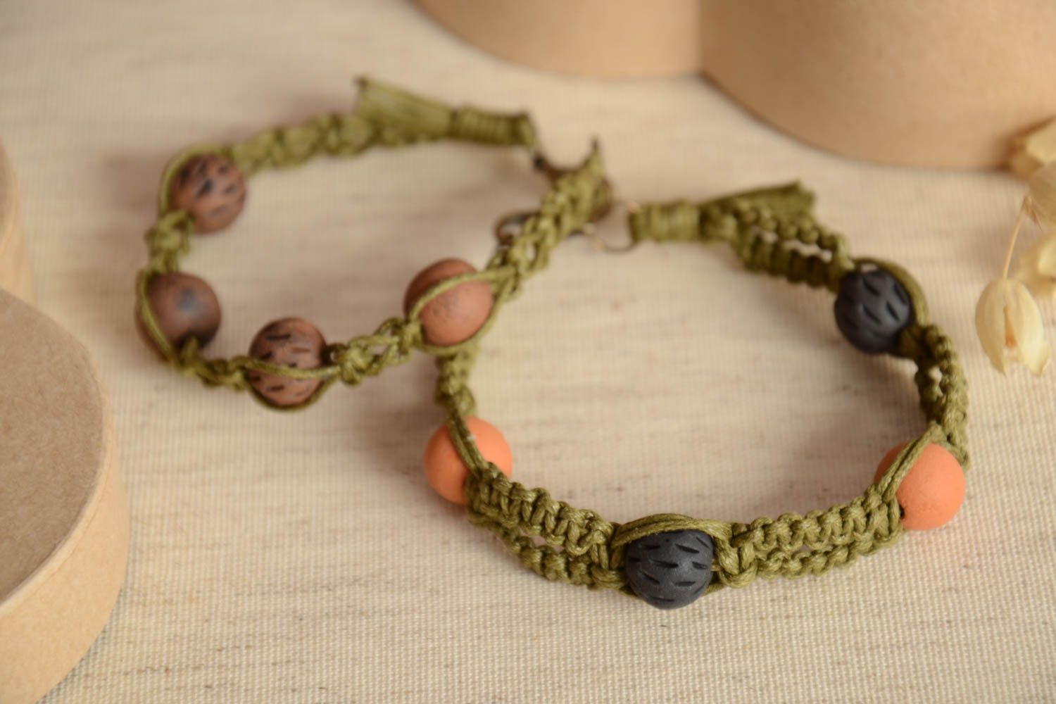 Handmade bracelet paired bracelets beads jewelry designer accessory unusual gift photo 2