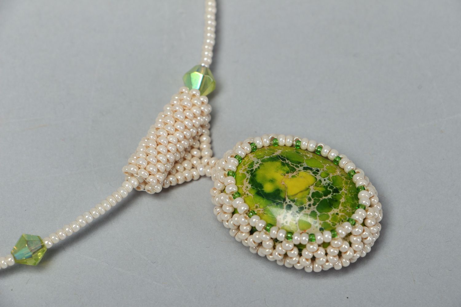 Handmade beaded necklace with variscite photo 2
