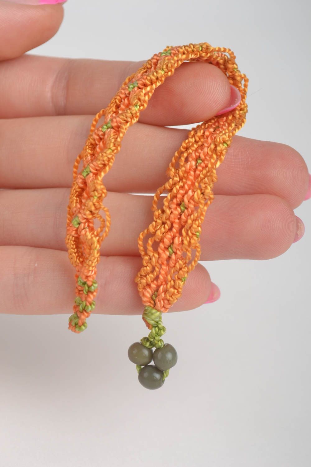 Bracelet textile Bijou fait main Accessoire femme orange tressé original photo 5