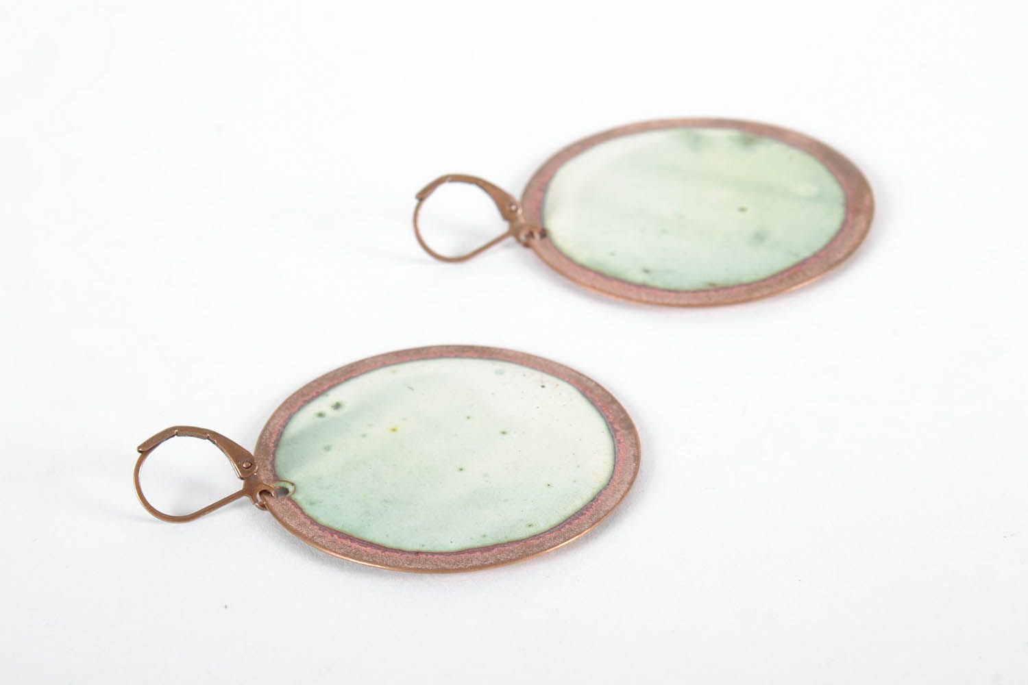 Big Round Earrings Made of Copper photo 3